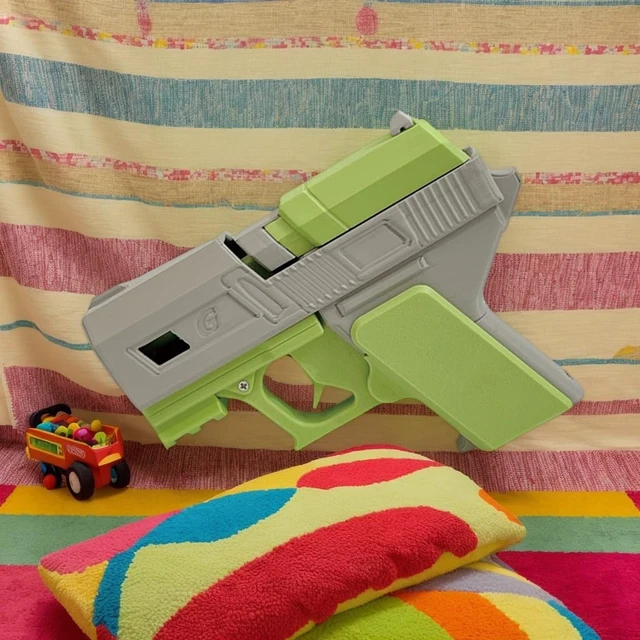 Alt view image 2 of 5 - 3D Printed DIY, Toy Pistol - Inspired Apple Earbud Case for AirPods 1/2/3/4, AirPods Pro & Pro 2-5 Macaron Colors (Matcha Coconut Gray, for Airpods 3)