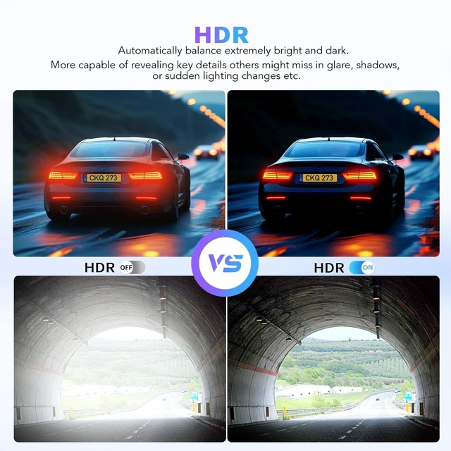Alt view image 4 of 5 - Coxpal 4K+2K Dual Dash Cam Front and Rear, Starvis 2 IMX678 with HDR