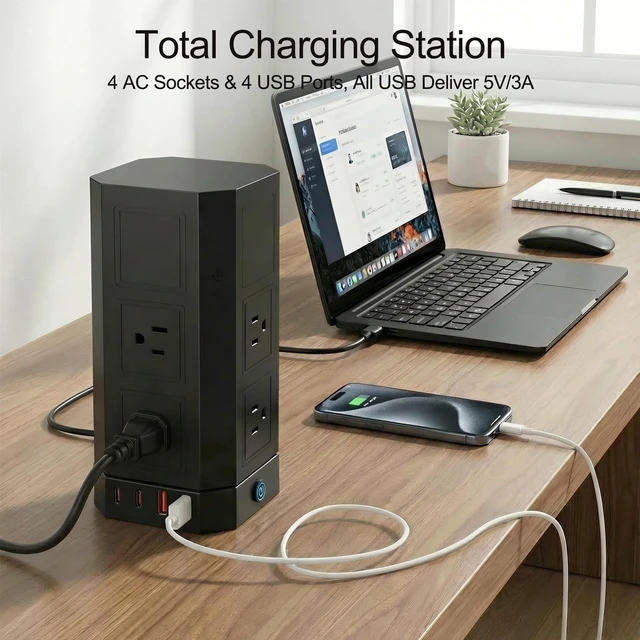 Alt view image 5 of 5 - TBCR Surge Protector Power Strip with Hidden Camera for Home Office-No Night Vision