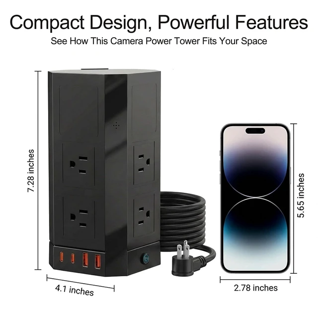 Alt view image 2 of 5 - TBCR Surge Protector Power Strip with Hidden Camera for Home Office-No Night Vision