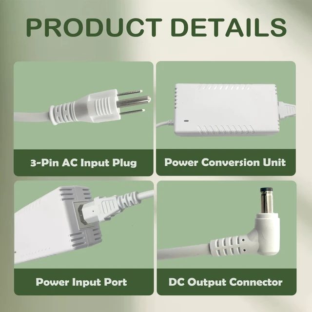 Alt view image 2 of 5 - SMSZQR 54V 210W Power Adapter for Ubiquiti Networks UniFi XG 6 PoE Compatible with US-XG-6POE,USW-Ultra-210W 6 and 8-Port Switches,ADS-210NX-48-1,540210E,ADS-210NX-48-1540210E Models, PSU(White)