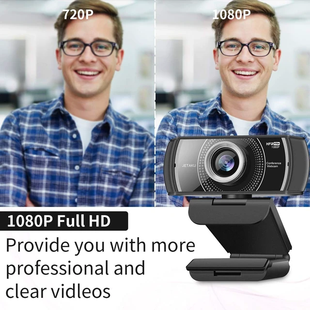 Alt view image 2 of 5 - JETAKu Webcam with Microphone 1080P 60FPS, Privacy Cover Web Camera for Desktop, Autofocus, Dual Noise-Cancelling Mics Streaming Webcam for Gaming, Laptop/Mac/Zoom/YouTube/Video Calling/Office