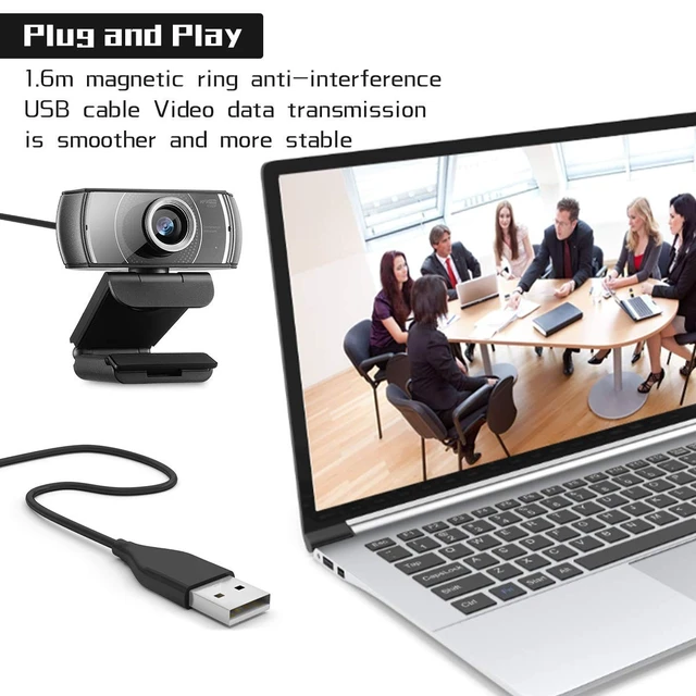 Alt view image 5 of 5 - JETAKu Webcam with Microphone 1080P 60FPS, Privacy Cover Web Camera for Desktop, Autofocus, Dual Noise-Cancelling Mics Streaming Webcam for Gaming, Laptop/Mac/Zoom/YouTube/Video Calling/Office