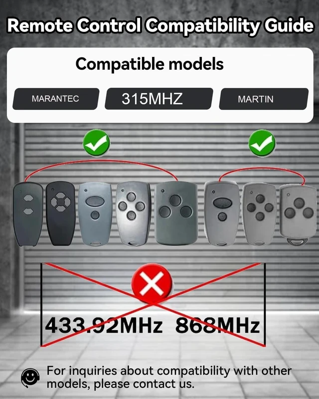 Alt view image 2 of 5 - Upgrade Garage Door Opener Remote for Marantec Harrison Martin M3-2312, Support Copy and Program, 315 MHz 2 Button Garage Door Remote Replacement Program Pin, for Marantec Garage Door Keypad