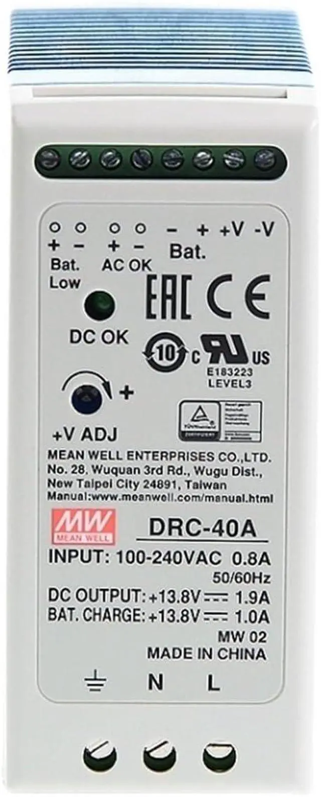 Alt view image 2 of 6 - DRC-40 UPS SMPS Switching Power Supply AC DC Din Rail Type Security Dual Output 40.02W 13.8V 27.8V 1.9A(DRC-40B)