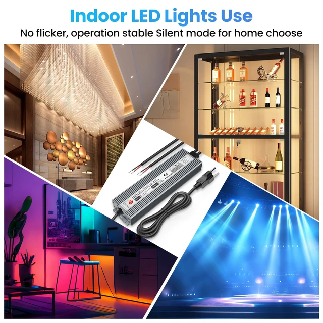 Alt view image 6 of 7 - LED Driver 300W Waterproof Power Supply IP67 Transformer, Adapter Converter AC 100V-265V AC to 12V DC 25A Low Voltage Output with 3-Prong Plug for LED Light, Computer Project, Outdoor Use