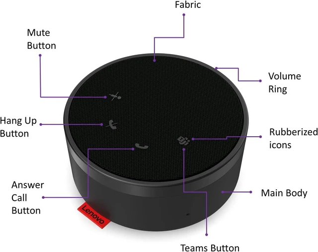 Alt view image 2 of 7 - Lenovo Go Wired Speakerphone - Omni-Directional Mic - Plug-and-Play - USB-C Connectivity - Certified for Microsoft Teams, Gray