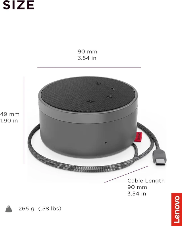 Alt view image 3 of 7 - Lenovo Go Wired Speakerphone - Omni-Directional Mic - Plug-and-Play - USB-C Connectivity - Certified for Microsoft Teams, Gray