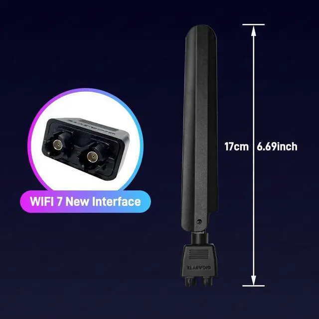 Alt view image 2 of 7 - High Gain WiFi 7 Antenna for GIGABYTE Motherboard New Interface Wi-Fi 6E Antennas B850 Eagle,B860 DS3H,X870 Eagle X870 Gaming,Z890 UD,Z890 Eagle,B550 Eagle Desktop Gaming PC Wireless Wi-Fi Black