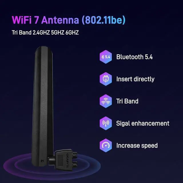Alt view image 4 of 7 - High Gain WiFi 7 Antenna for GIGABYTE Motherboard New Interface Wi-Fi 6E Antennas B850 Eagle,B860 DS3H,X870 Eagle X870 Gaming,Z890 UD,Z890 Eagle,B550 Eagle Desktop Gaming PC Wireless Wi-Fi Black