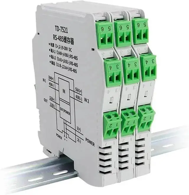 Alt view image 3 of 6 - 485 Repeater RS485 Collecting Line Sharing Device 485 Splitter 1 in 2 Out Industrial Grade Photoelectric Isolation 2 Channels 24Vdc Power
