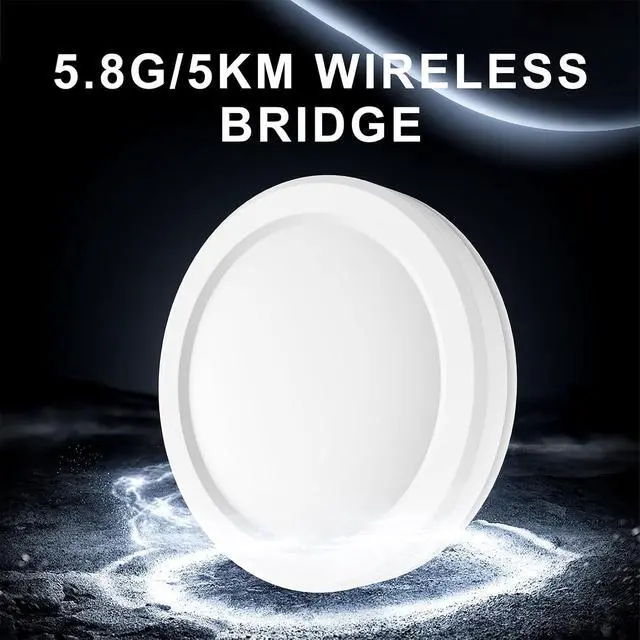 Alt view image 2 of 7 - Diyeeni 900M 5.8GHz High Power Wireless Bridge, 5km 900Mbps Transmission IP65 2 Ports for Outdoor Farm Construction Area (US Plug)