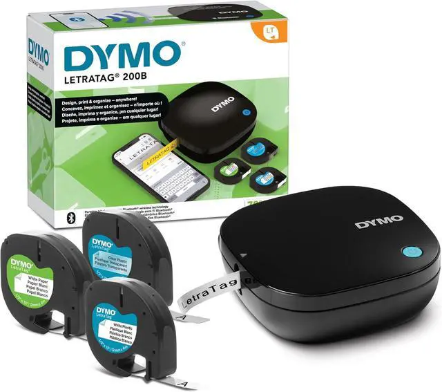 Main image of DYMO LetraTag 200B Bluetooth Compact Label Maker Value Pack Wireless Connection to iOS and Android Includes 3 Assorted Label Tapes, Pack of 6