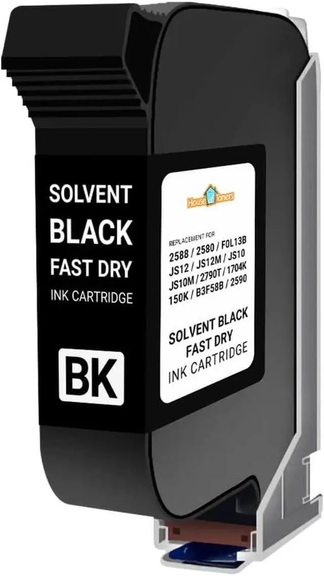 Alt view image 2 of 3 - Houseoftoners Remanufactured Solvent Black Fast Dry Ink Cartridge Compatible with HP 2588 2580 FOL13B JS12 JS10 2790T 1704K 150K B3F58B 2590 for Industrial Commercial and Handheld Printer 1-Pack