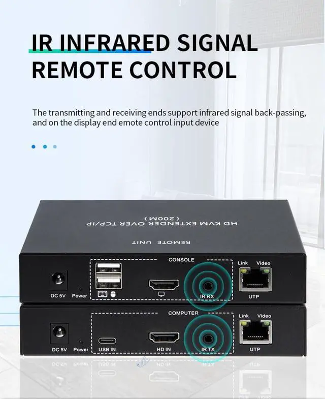 Alt view image 7 of 7 - HD KVM Network Cable 200M TCP/IP Extender, CAT5E/6 Network Cable 1080P HDMI/DVI Transmission Plug and Play TCP/IP Cross-Device Control Supports One-to-One and One-to-Many
