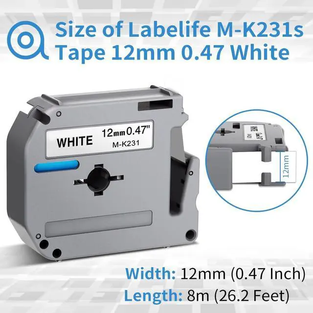Alt view image 3 of 7 - 20 Pack Labelife M-K231 Replace for Brother P Touch M Tape 12mm 0.47 White