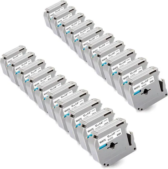 Main image of Labelwell 20-Pack M-K231s Label Tape 12mm 0.47 Inch White Replacement