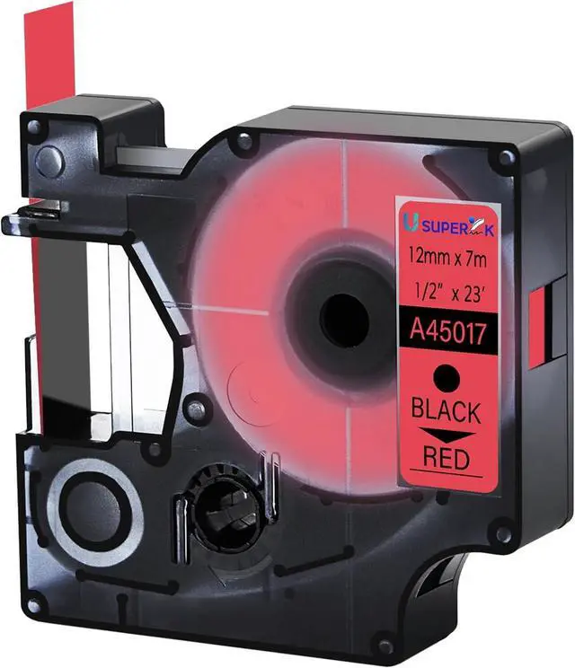 Main image of USUPERINK 20 Pack Compatible for Dymo D1 Label Tape 45017 S0720570 Refill Black on Red 1/2 inch x 23 feet Labeling Tape for LabelManager PnP 160 210D 260P 280 360D 420P 450D ColorPop Label Maker