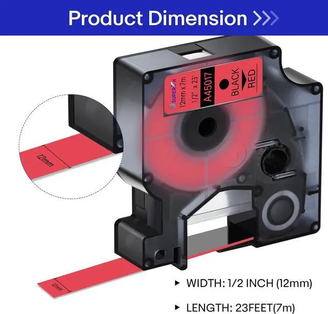 Alt view image 2 of 7 - USUPERINK 20 Pack Compatible for Dymo D1 Label Tape 45017 S0720570 Refill Black on Red 1/2 inch x 23 feet Labeling Tape for LabelManager PnP 160 210D 260P 280 360D 420P 450D ColorPop Label Maker