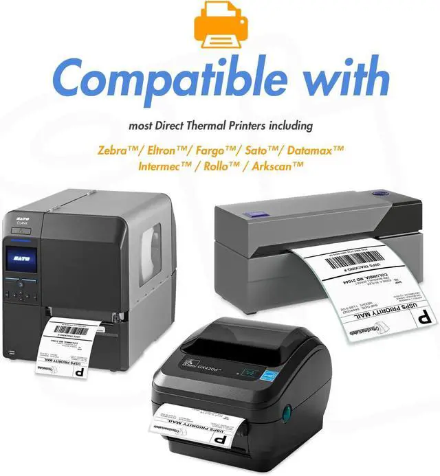 Alt view image 3 of 7 - 2" x 2" Square Direct Thermal Label - Compatible with Rollo Label Printer & Zebra Desktop Printers 1 Core, Multipurpose Candle QR Barcode Sticker, Adhesive & Perforated - 4 Rolls, 750/Roll