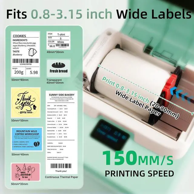 Alt view image 2 of 7 - ORGSTA Label Maker Machine with Tape, T003 Thermal Label Maker, 0.8-3.15 Inch Bluetooth Label Printer with 3 Roll White Self-Adhesive 1.96'' x 3.15" Thermal Paper, Compatible with Phone & PC