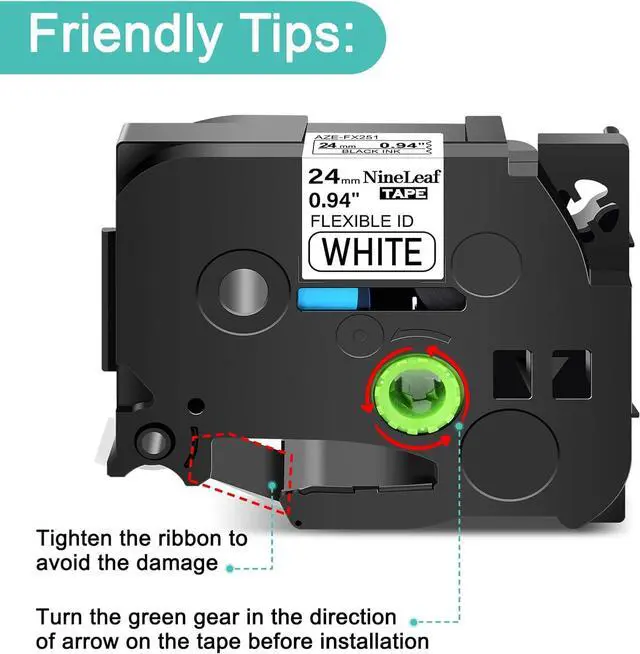 Alt view image 3 of 7 - NineLeaf 40 Pack 24mm Label Tape Compatible for Brother P-Touch TZe-FX251 24mm 0.94'' Flexible-ID Laminated White TZ-FX251 Black on White TZe TZ Tape for Ptouch Label Maker PT-D600 D610BT P700 P710BT