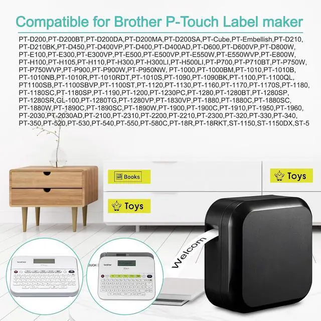Alt view image 6 of 7 - NineLeaf 40 Pack 12mm Label Tape Compatible for Brother P-Touch TZe-FX631 12mm 0.47'' Flexible-ID Laminated Yellow TZ-FX631 1/2'' Black on Yellow TZe TZ Tape for Ptouch Label Maker PT-D200 D210 D220