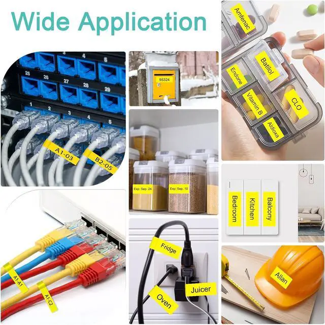 Alt view image 7 of 7 - NineLeaf 40 Pack 12mm Label Tape Compatible for Brother P-Touch TZe-FX631 12mm 0.47'' Flexible-ID Laminated Yellow TZ-FX631 1/2'' Black on Yellow TZe TZ Tape for Ptouch Label Maker PT-D200 D210 D220