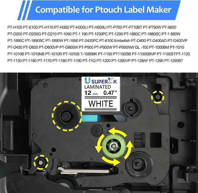 Alt view image 6 of 7 - 40 Pack 12mm 0.47 Laminated White Tape Compatible for Brother P-Touch Label Maker Tape TZe-231 12mm Label TZe231 1/2 Inch TZe TZ Tapes TZ-231 TZ231 for PT-D210 D200 D220 H100 H110 D400