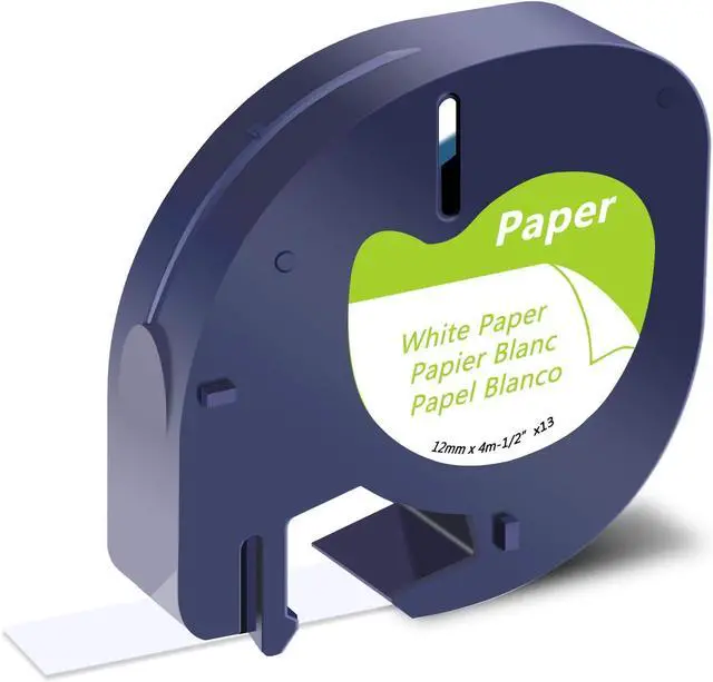 Main image of 40 Pack Compatible for Dymo LetraTag Refills 91330 91220 91200 59421 S0721510 White Paper Label Tape 1/2'' 12mm x 4m for Letra Tag LT100H LT100T QX50 Label Maker Black on White Tape