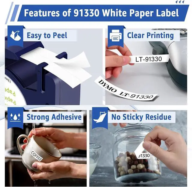 Alt view image 3 of 6 - 40 Pack Compatible for Dymo LetraTag Refills 91330 91220 91200 59421 S0721510 White Paper Label Tape 1/2'' 12mm x 4m for Letra Tag LT100H LT100T QX50 Label Maker Black on White Tape
