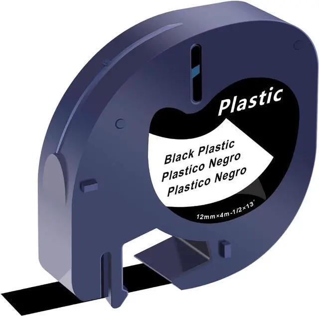 Main image of 40 Pack Compatible for Dymo Label Maker Refills 913318 White on Black Plastic Label Maker Tape 12mm x 4m (1/2" x 13') for Dymo Letra Tag Refills 200B LT100H LT100T LT110T