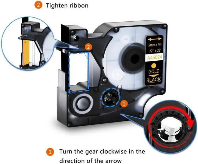 Alt view image 2 of 3 - 6-Pack 12mm on Black Label Tapes Compatible with LabelManager 210D 280 360D 420P 450D and Similar Label Makers