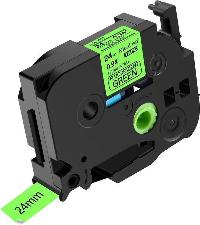 Main image of NineLeaf TZe-D51 Label Tape 24mm 0.94 Laminated Green TZD51 TZe TZ Black on Fluo Green Compatible with Brother P Touch Label Maker Tape 1" for Brother Ptouch PT-D600 PT-D610BT PT-P700, 20 Pack