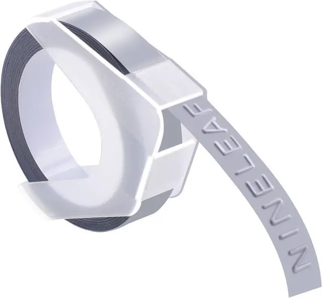 Main image of NineLeaf 40 Pack Compatible for Dymo 520104 9mm 3D Embossing Label Maker Tape 3/8'' White on Silver 3D Plastic Labels for Organizer Xpress Pro, MoTEX E101 E404, Office Mate II