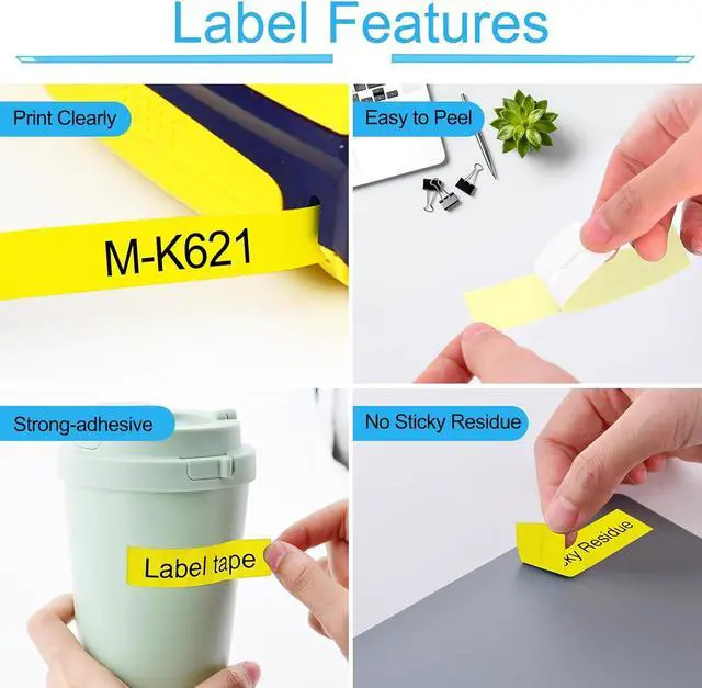 Alt view image 3 of 7 - 40 Pack Compatible for Brother P Touch M Tape M-K621 MK621 M621 M-621 9mm 3/8 Inch 0.35'' Yellow Label Tape for PT-45M PT-55BM PT-55S PT-65 PT-65SB Label Maker Tape Black on Yellow