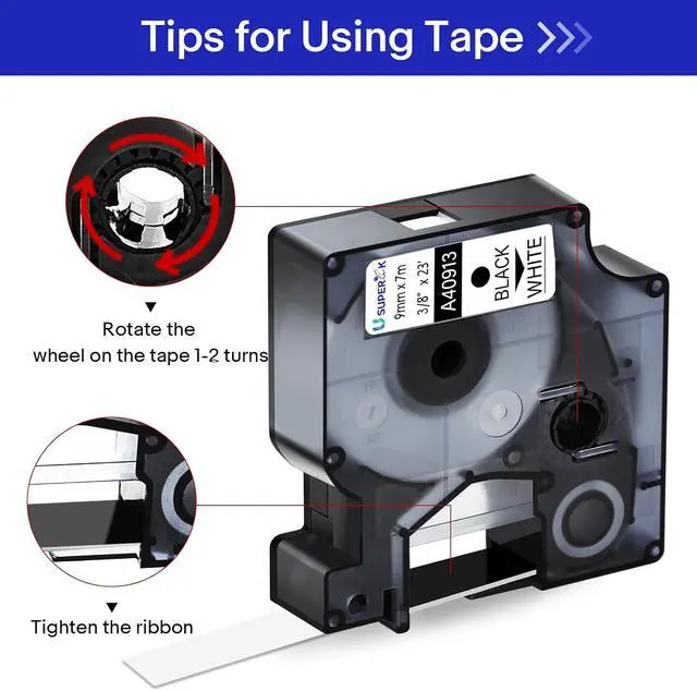 Alt view image 4 of 7 - 40 Pack Compatible for Dymo D1 Label Tape 40913 41913 S0720680 Refill Black on White 3/8 inch x 23 feet Labeler for LabelManager PnP 160 210D 260P 280 360D 420P 450D ColorPop Label Maker