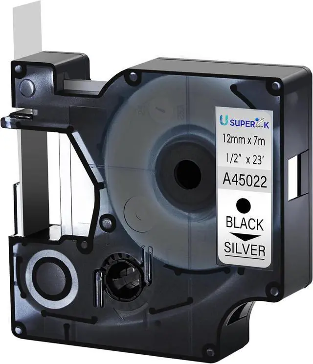 Main image of 40 Pack Compatible for Dymo D1 Label Tape 45022 Refill Black on Silver 1/2 inch x 23 feet Labeling Tape for LabelManager PnP 160 210D 260P 280 360D 420P 450D ColorPop Label Maker