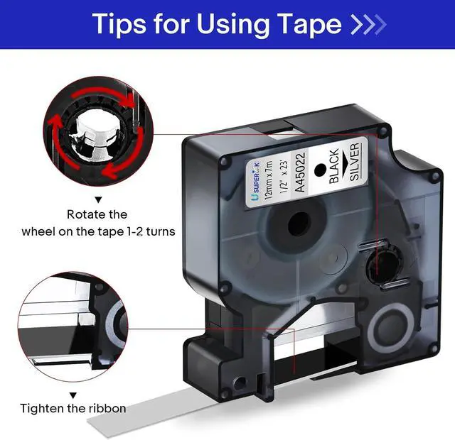 Alt view image 4 of 7 - 40 Pack Compatible for Dymo D1 Label Tape 45022 Refill Black on Silver 1/2 inch x 23 feet Labeling Tape for LabelManager PnP 160 210D 260P 280 360D 420P 450D ColorPop Label Maker