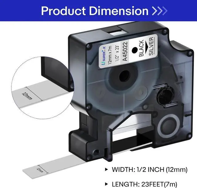 Alt view image 2 of 7 - 40 Pack Compatible for Dymo D1 Label Tape 45022 Refill Black on Silver 1/2 inch x 23 feet Labeling Tape for LabelManager PnP 160 210D 260P 280 360D 420P 450D ColorPop Label Maker