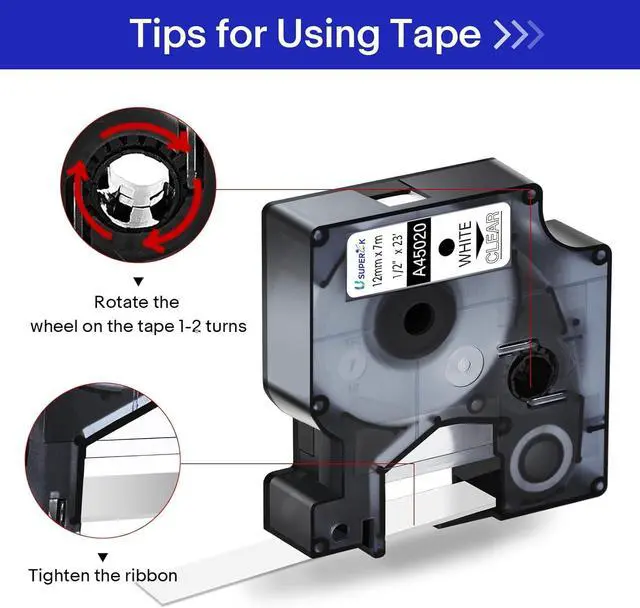 Alt view image 4 of 7 - 40 Pack Compatible for Dymo D1 Label Tape 45020 S0720600 Refill White on Clear 1/2 inch x 23 feet Labeling Tape for LabelManager PnP 160 210D 260P 280 360D 420P 450D ColorPop Label Maker