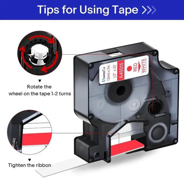 Alt view image 4 of 7 - 40 Pack Compatible for Dymo D1 Label Tape 45015 S0720550 Refill Red on White 1/2 inch x 23 feet Labeling Tape for LabelManager PnP 160 210D 260P 280 360D 420P 450D ColorPop Label Maker