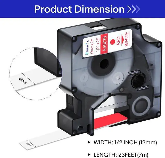 Alt view image 2 of 7 - 40 Pack Compatible for Dymo D1 Label Tape 45015 S0720550 Refill Red on White 1/2 inch x 23 feet Labeling Tape for LabelManager PnP 160 210D 260P 280 360D 420P 450D ColorPop Label Maker