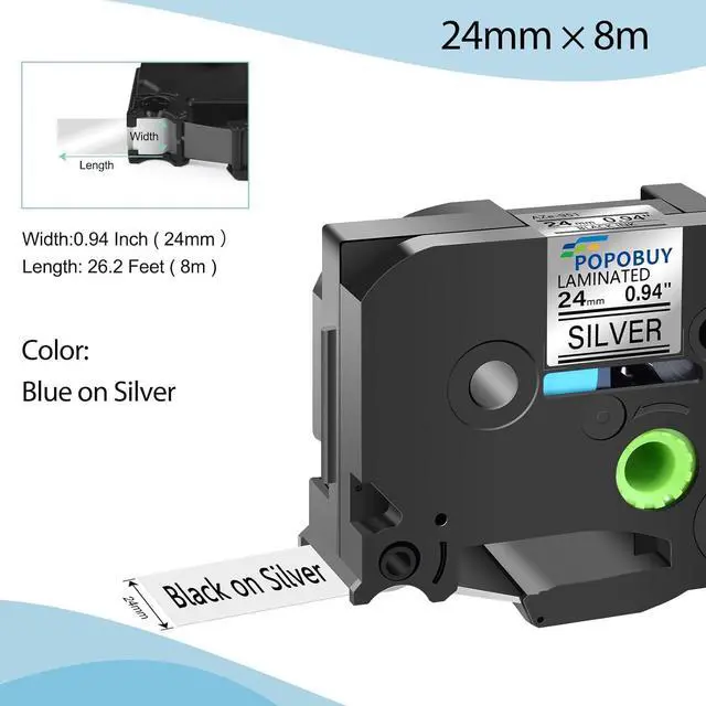 Alt view image 2 of 7 - 24mm 0.94 Laminated Sliver Tape Compatible for Brother P-Touch TZ951 TZ-951 TZe-951 TZe951 1 inch Black on Sliver Label Tape for PT-D600 D610BT P700 P750W P710BT Label Maker, 20 Pack