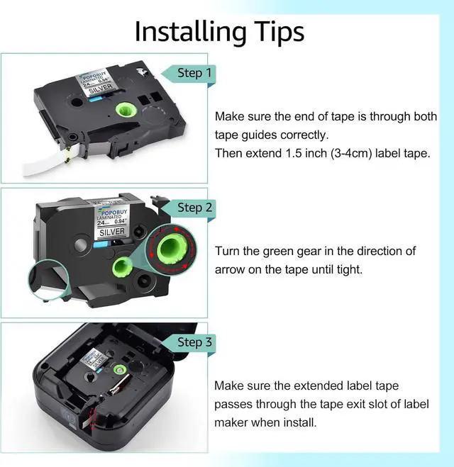 Alt view image 4 of 7 - 24mm 0.94 Laminated Sliver Tape Compatible for Brother P-Touch TZ951 TZ-951 TZe-951 TZe951 1 inch Black on Sliver Label Tape for PT-D600 D610BT P700 P750W P710BT Label Maker, 20 Pack
