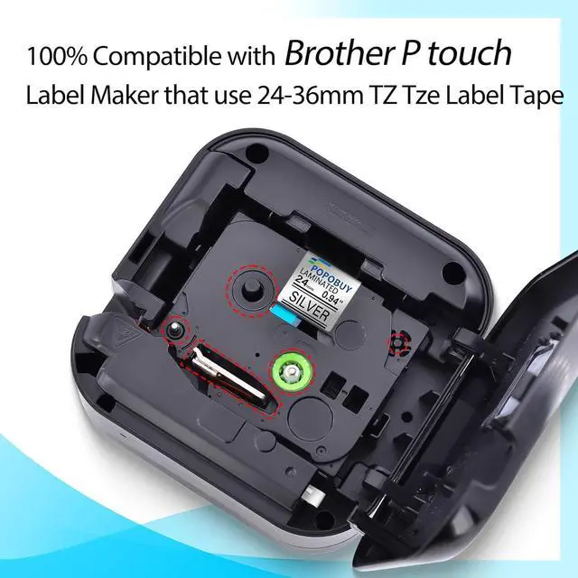 Alt view image 5 of 7 - 24mm 0.94 Laminated Sliver Tape Compatible for Brother P-Touch TZ951 TZ-951 TZe-951 TZe951 1 inch Black on Sliver Label Tape for PT-D600 D610BT P700 P750W P710BT Label Maker, 20 Pack