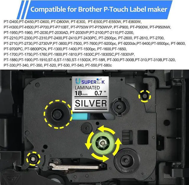 Alt view image 5 of 6 - 40 Pack Compatible for Brother P-Touch Label Tape TZe-941 TZ-941 18mm 0.7 Laminated Silver TZe941 TZ941 TZe TZ Tape for PT-D400 D410 D600 D610BT D460BT Label Maker, Black on Silver