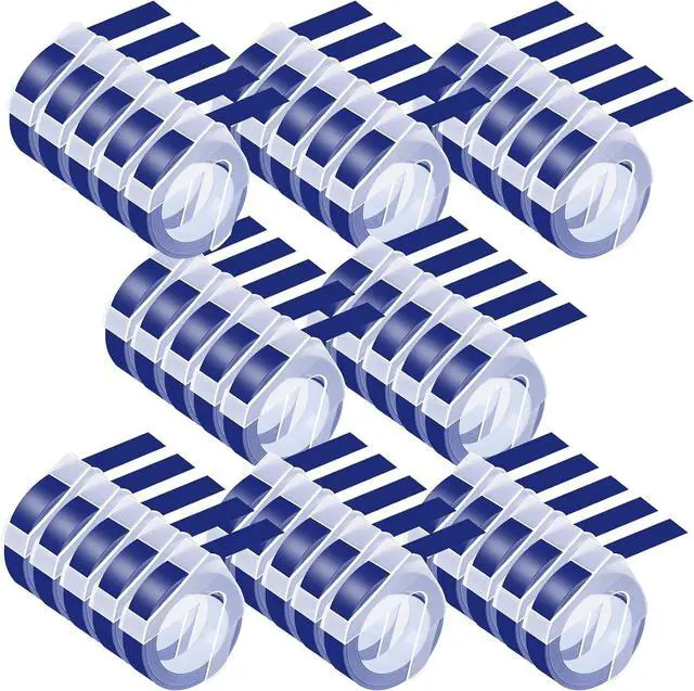 Main image of 40 Pack Compatible for Dymo 521206 12mm 3D Plastic Embossing Label Tape 1/2'' Blue on White Emboss Labels for Organizer Xpress 1575 1595 1570 Office Mate MoTEX Label Makers