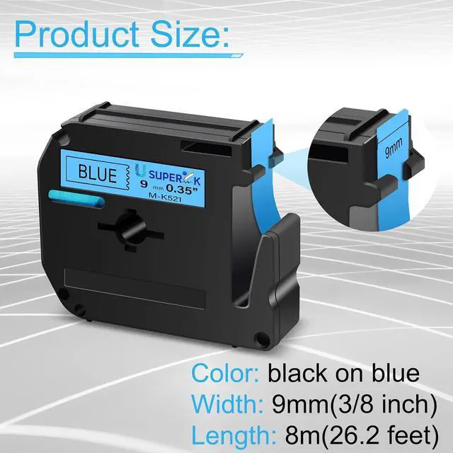 Alt view image 2 of 7 - 40 Pack Compatible for Brother P Touch M Tape M-K521 MK521 M521 M-521 9mm 3/8 Inch 0.35'' Blue Label Tape for PT-45M PT-55BM PT-55S PT-65 PT-65SB Label Maker Tape Black on Blue