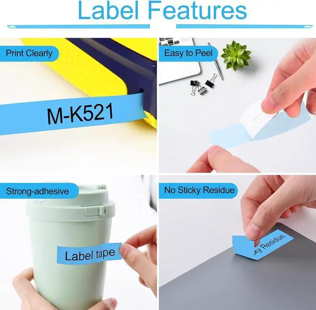 Alt view image 3 of 7 - 40 Pack Compatible for Brother P Touch M Tape M-K521 MK521 M521 M-521 9mm 3/8 Inch 0.35'' Blue Label Tape for PT-45M PT-55BM PT-55S PT-65 PT-65SB Label Maker Tape Black on Blue
